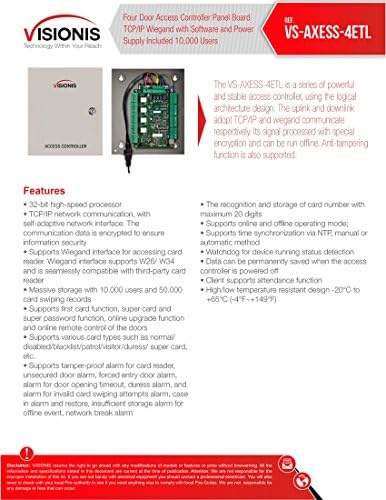 Visionis FPC-8268 4 Kapılar Erişim Kontrolü Elektrikli Strike Fail Safe Fail Secure, Zaman Katılım TCP / IP Wiegand Denetleyici