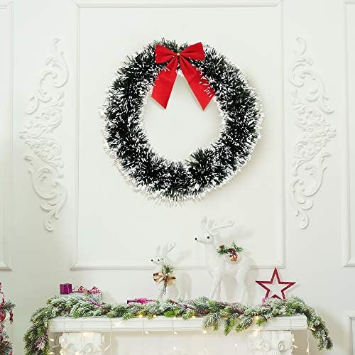 6 Noel Çelenk için Ön Kapı ile Kırmızı Yay 13 Kış Dekorasyon Duvar Dekor Asılı Çelenkler Mutfak Süslemeleri Yapay Ev Dekor Tatil