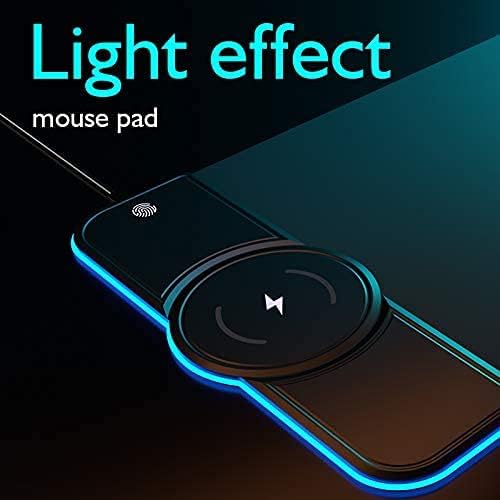 RGB Oyun Kablosuz Şarj Mouse Pad, Oyun Sensörleri için Optimize Edilmiş-Maksimum Kontrol, 10 ışıklı LED Klavye Matı,Kaymaz Kauçuk