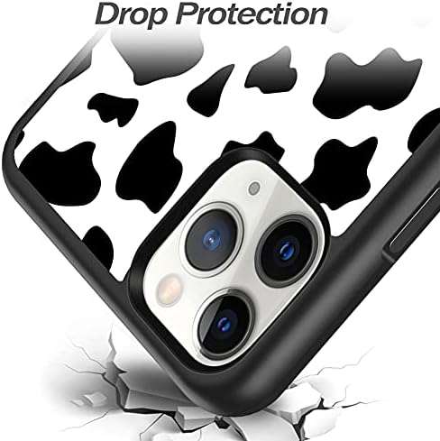 KANGHAR iPhone 11 Pro Max Durumda (6.5 inç) Sevimli İnek Siyah ve Beyaz + Zihinsel Dönebilen Halka Anti-Atlama PC Geri Yumuşak