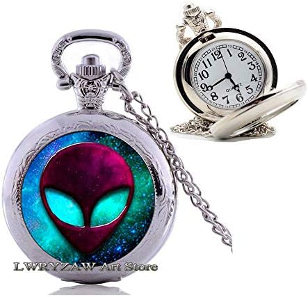 Alien cep saati Kolye Kolye-UFO Hediye Onun için, Kadın, UFO Takı, Alien Takı, En İyi Arkadaşı BFF Hediye, uzay Gemisi cep saati