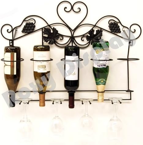 Roxy Display (TY-XY09-1010) Şarap Rafı, 5 Şişe ve 4 Şarap Kadehinin Kolay Depolanmasını ve Görüntülenmesini Sağlar.