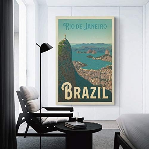 NBHJI Vintage Seyahat Şehir Poster Rio De Janeiro Brezilya Tuval Sanat Poster ve Duvar Sanat Resim Baskı Modern Aile Yatak Odası