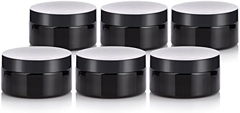 Siyah PET Plastik (BPA İçermez) Doldurulabilir Düşük Profilli Kavanoz-8 oz (6 Paket)