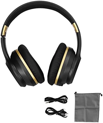 Caıt Kablosuz Kulaklık, Esnek ABS Malzeme Katlanabilir Kablosuz 5.0 mikrofonlu kulaklık PC Tablet Laptop için(Siyah)