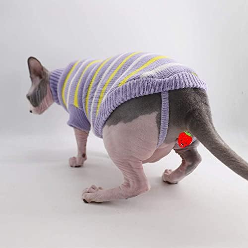 Kitipcoo Sphynx Kedi Giysileri Kış Sıcak Kazak Kıyafet Bacak Askıları ile, moda Yuvarlak Yaka Ceket Kediler için Pijama Kediler