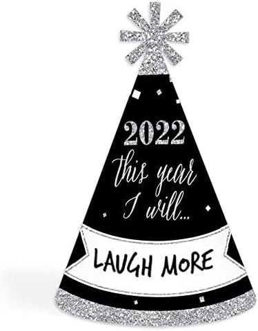 Büyük Mutluluk Noktası Yılbaşı Gecesi - Gümüş - 2022 Koni Yeni Yıl Arifesi Çözünürlük Parti Şapkaları Çocuklar ve Yetişkinler