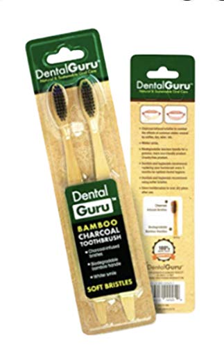 DentalGuru %100 Kömür Bambu Diş Fırçası-Doğal Diş Bakımı için Yumuşak Kömür İnfüzyonlu Kıllar ve Biyolojik Olarak Parçalanabilir