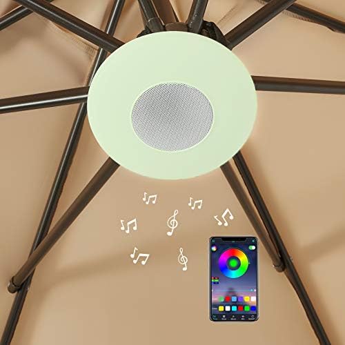 Bluetooth Hoparlör APP Kontrolü ile Veranda Şemsiyesi için Viney Renkli Işık Açık RGB LED Işıklar-Kamp, Avlu, Gece Partisi veya