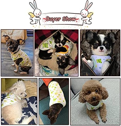 NİNGFA Sevimli Köpek Gömlek Köpek Giysileri Bahar Yaz Pamuk Köpek Kolsuz Yelek Kıyafetler Kostümleri Sevimli Karikatür Baskılı