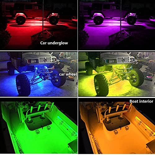 NBWDY 8 Adet RGB kamyon yatak led ışık Kiti, su Geçirmez Çok Renkli 32 LED Pikap Kargo Kaya Aydınlatma Kitleri ile w / Anahtarı