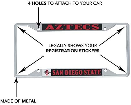 San Diego Eyalet Üniversitesi SDSU Aztekler Arabanın Önü veya Arkası için Metal Plaka Çerçevesi Resmi Lisanslı (Maskot)