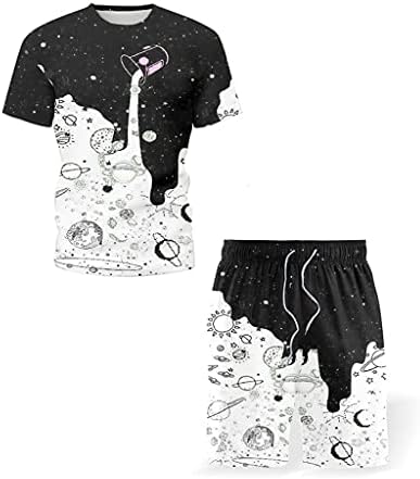 DJASM Erkek Takım Elbise, Kısa Kollu Gömlek ve Şort İnce Yazlık Elbise Erkek Giyim (Renk: Siyah, Beden: XL Kodu)