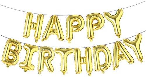 Doğum Günün Kutlu Olsun Balonlar, Doğum Günü Partisi Süslemeleri ve Malzemeleri için Alüminyum Folyo Afiş Balonları (Siyah)