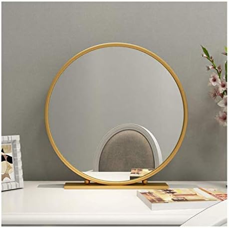 FXLYMR Ayna Masa Üstü Altın makyaj aynası Tuvalet masası makyaj aynası Kozmetik makyaj masası aynası, metal Çerçeveli Demir Sanat