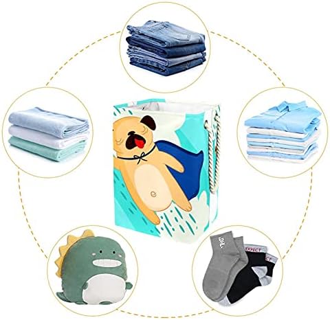 DEYYA Mavi Köpek Hayvan çamaşır Sepeti Kolları ile Katlanabilir Çamaşır Sepeti Dahili Astar ile Ayrılabilir Parantez Giyim Organizasyon