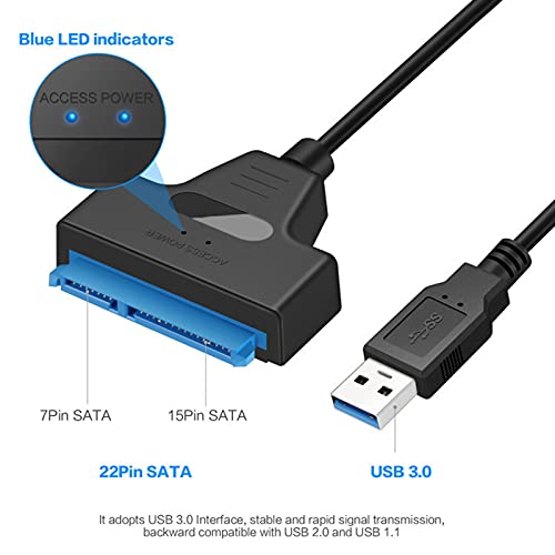 SATA - USB 3.0, Sata Kablosu 3.0 Adaptör Bilgisayar Kabloları Konnektörleri için VMOPA USB, LED Etkinlik Göstergesi
