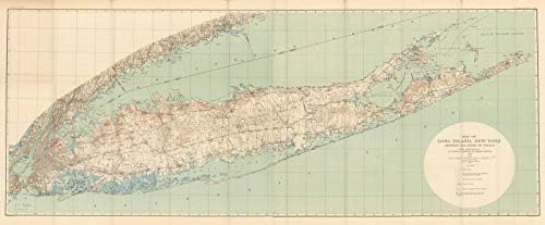 Tarihi Resimsel Harita-Long Island ve New York City 1904 Topografik-Vintage Poster Sanat Reprodüksiyonu-24in x 10in