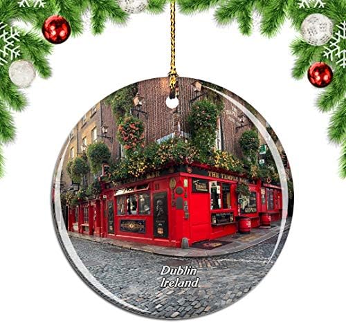 Weekino İrlanda Tapınak Bar Dublin Noel Noel Ağacı Süs Dekorasyon Asılı Kolye Dekor Şehir Seyahat Hatıra Koleksiyonu Çift Taraflı