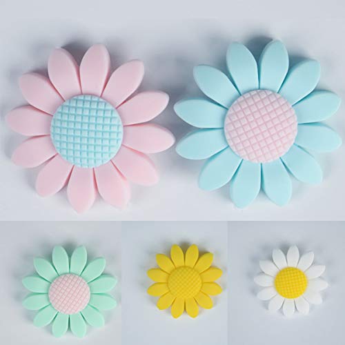 Silikon ayçiçeği boncuk Silikon Hayvan çiçek boncuk DIY Boncuk Anne Kolye Kolye Aksesuarları için (6 adet)