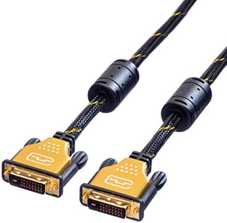 Rolıne Gold DVI Kablosu I Monitör Kablosu Erkek - Erkek I Çift Bağlantılı Bağlantı Kablosu Siyah 7,5 m