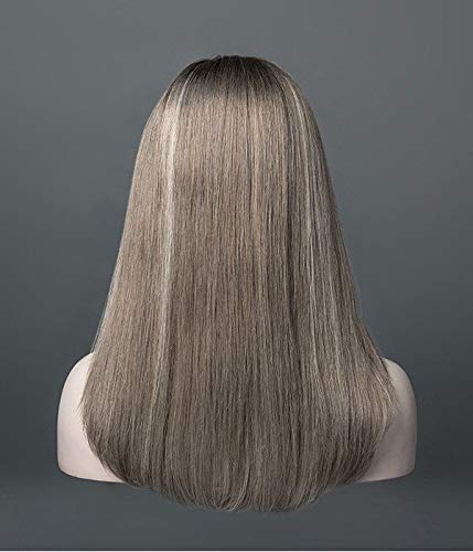 UniWigs Ashton / Kül Sarışın Balayage Remy insan saçı Mono Üst Peruk / Dantel Ön