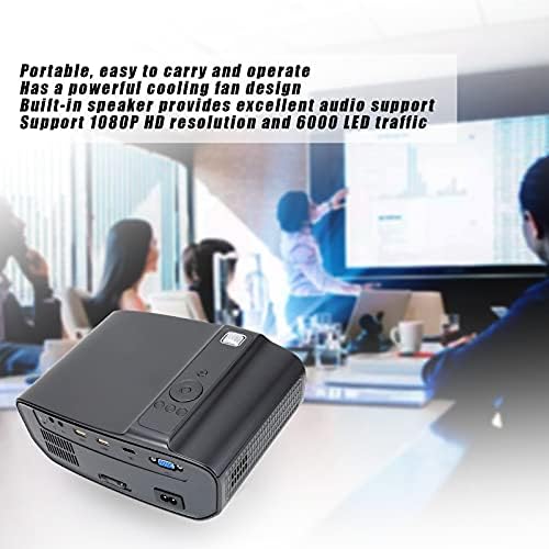 Heayzoki Ev Projektörü, Full HD 1080P LED Taşınabilir Projektör, Mini Projektör İnci Gri Ev Ofis Projeksiyon Ekipmanları, Taşıması
