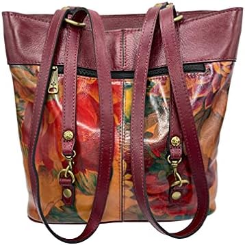 Patricia Nash deri Albi Cabrio moda sırt çantası çanta çok Oxblood çiçek baskı