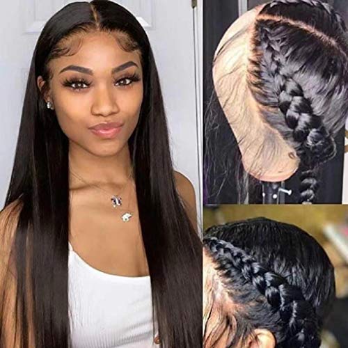 Dantel ön peruk İnsan Saç Düz Dantel Kapatma Peruk Siyah Kadınlar ıçin 150 % Yoğunluk Brezilyalı işlenmemiş insan saçı peruk