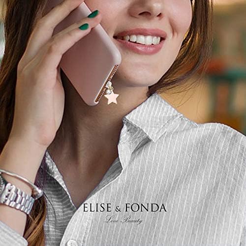 EIISE & FONDA CP20 USB Şarj Portu Anti Toz Fiş Sevimli Pembe Yıldız Kolye Telefon Charm iPhone 11 / XS MAX / XR / X / 8 Artı