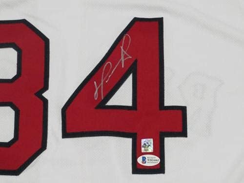 David Ortiz İmzalı Boston Red Sox Majestic Beyaz Otantik Jersey Beckett Tanık 7-İmzalı MLB Formaları