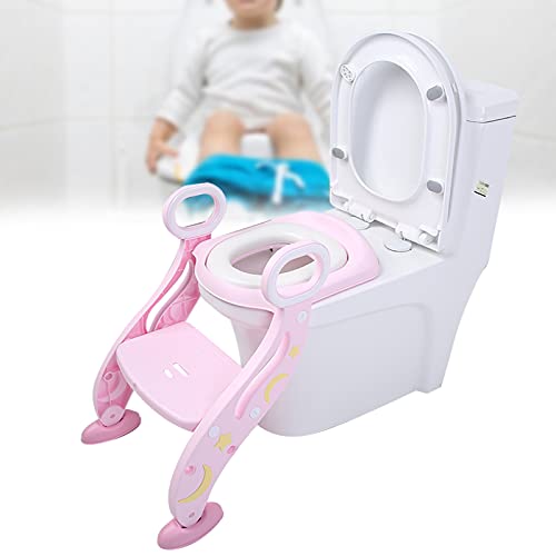 Yürümeye başlayan Lazımlık Koltuğu, Ergonomik Lazımlık Eğitimi Tuvalet, 2-8 Yaş için Ayrılabilir Bebek (Pembe PU yastık)