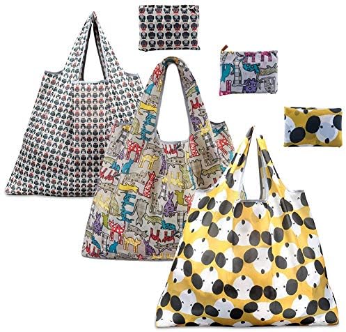 mimiliy Yeniden Kullanılabilir Alışveriş Çantaları 3 Set Paketi-Alışveriş Organizasyonu için Çevre Dostu Katlanabilir Bakkal