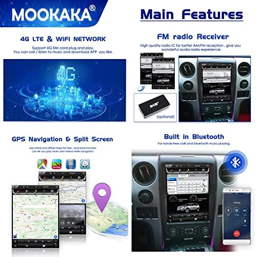 MOOKAKA Android 9 Tesla Tarzı Dikey Ekran Stereo Ford F150 2013 2014 ıçin Araba Radyo GPS Navigasyon Multimedya Oynatıcı DSP