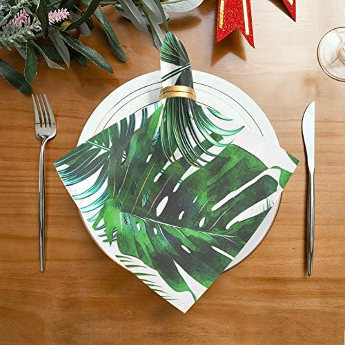 YUEND için Aile Ziyafetler Düğün Partiler Restoran Baskı Yemekleri Bez Peçeteler masa Keten Tropikal Yeşil Palmiye Yaprağı Yaz