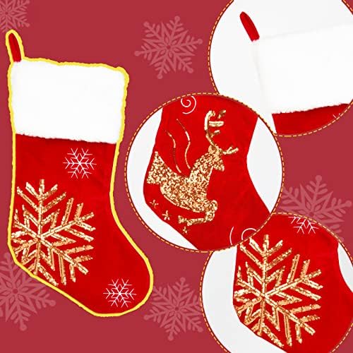 BREİS Noel Çorap 2 Paket, 17 İnç Büyük Kırmızı Kişiselleştirilmiş Noel Çorap Noel Süslemeleri ile Desenler Geyik, Kar Tanesi,