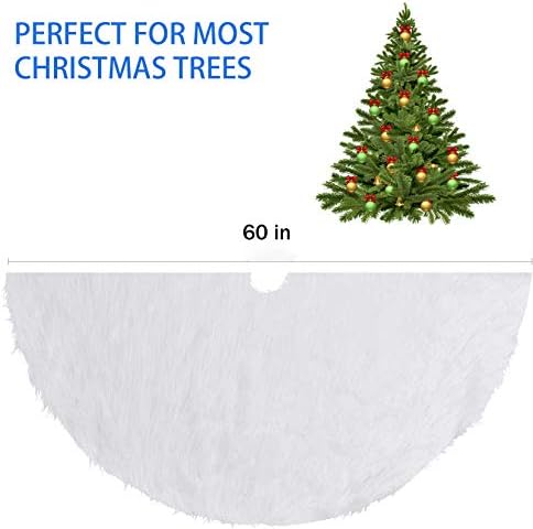 60 İnç Noel Ağacı Etek Beyaz Büyük Kabarık Faux Kürk Ağacı Etek Karlı Süslemeleri Merry Christmas Tatil Partisi için