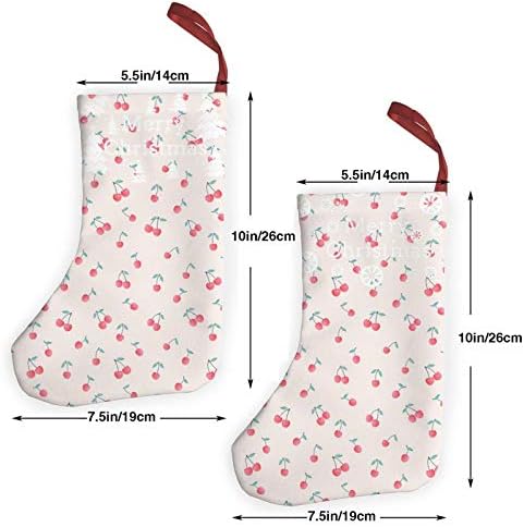 GLRTORE Güzel Tatlı Kırmızı Kiraz Noel Çorap 2 Paket 10 İnç,noel Çorap Noel Ağacı Şömine Asılı Çorap Noel Şeker Mevcut Çanta