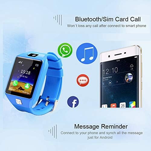 Bluetooth Telefon Görüşmesi Akıllı İzle, çocuk Smartwatch Çocuklar Akıllı İzle, Kamera ile Öğrenciler Çocuklar için Hafif (Mavi)