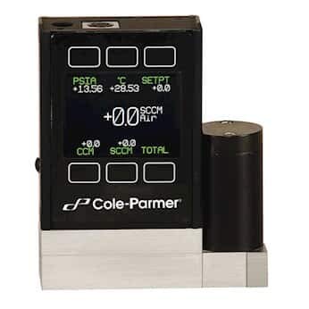 Cole-Parmer Gaz Kütle Kontrolörü, 10 SCCM, Renkli TFT Ekranlı ve 303 SS Bağlantı Parçaları