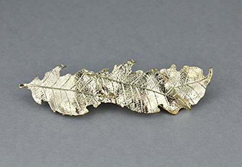 Satoru GJ Altın yaprak metal barrette kavisli saç tokası 3.5 uzun damgalı dokulu yaprak bırakır