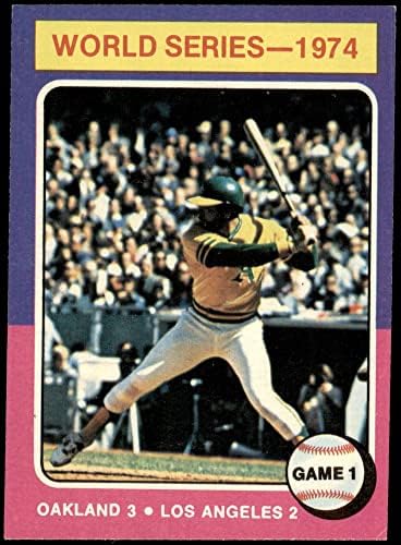 1975 Topps 461 1974 Dünya Serisi-Oyun 1 Reggie Jackson Oakland / Los Angeles Atletizm/Dodgers (Beyzbol Kartı) ESKİ / MT Atletizm