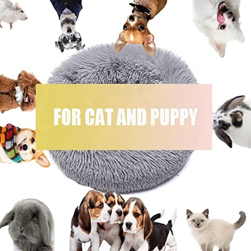 Küçük Köpek ve Kedi için Shinsjia 23.6' Gri Sakinleştirici Yatak, Kediler ve Küçük Köpekler için Mırıldanma Pedleri, Çörek Sarılma
