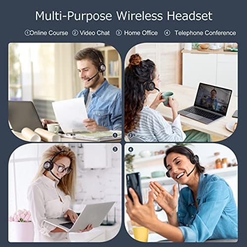 MAİRDİ Kablosuz mikrofonlu kulaklık Gürültü İptal, 5.0 Bluetooth mikrofonlu kulaklık Ofis Çağrı Merkezi için Sessiz, PC Ekipleri