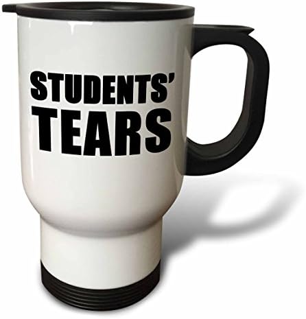 3dRose Öğrencileri Gözyaşları Siyah Seyahat Kupa, 14 oz, Beyaz