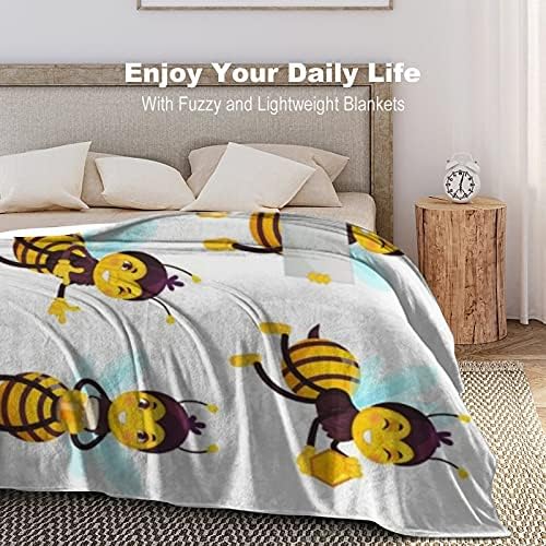 Atma Battaniye Sarı Sevimli Dans Küçük arı Flanel Yatak kanepe battaniyesi Atmak Battaniye Peluş Battaniye Çocuklar için Küçük