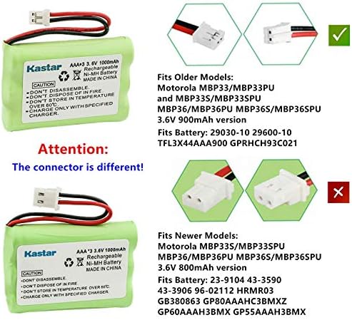 Kastar 4-Pack Ni-MH Pil 3.6 V 1000 mAh Değiştirme Motorola Dijital Video bebek izleme monitörü MBP843CONNECT-3, MBP843CONNECT-4,