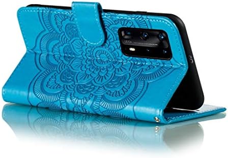 Cep Telefonu Kılıfı ıçin Büyük Huawei P40 pro + Mandala Kabartma Desen Yatay Çevir PU Deri Kılıf Tutucu ve Kart Yuvaları ile