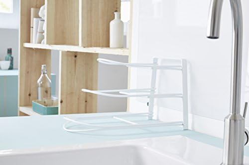 Kompaktörlü Mutfak Bulaşık Saklama Organizatörü Standı, Çelik, Beyaz, 38 x 22 x 23 cm