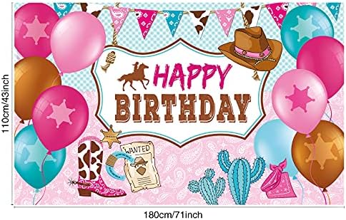 Cowgirl Temalı Doğum Günü Partisi Süslemeleri, Mutlu Doğum Günü Partisi Zemin Pembe At Doğum Günü Parti Malzemeleri Kovboy Doğum